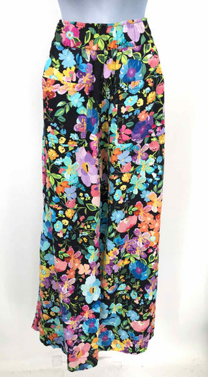 JOHNNY WAS Bright-Multi Navy Cotton & Linen Floral Top & Pants 2PC Set