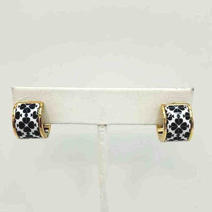 KATE SPADE Goldtone White & Blue Pre Loved Huggie Hoops Earrings