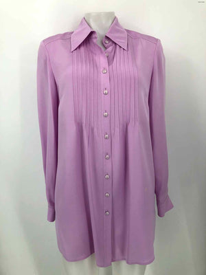 ST. JOHN Lilac Silk Button Up Longsleeve Size 8  (M) Top