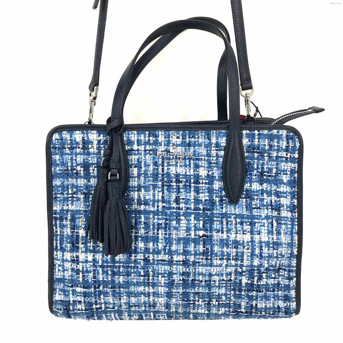 KATE SPADE Blue White Tweed Pre Loved Tassell Satchel Purse