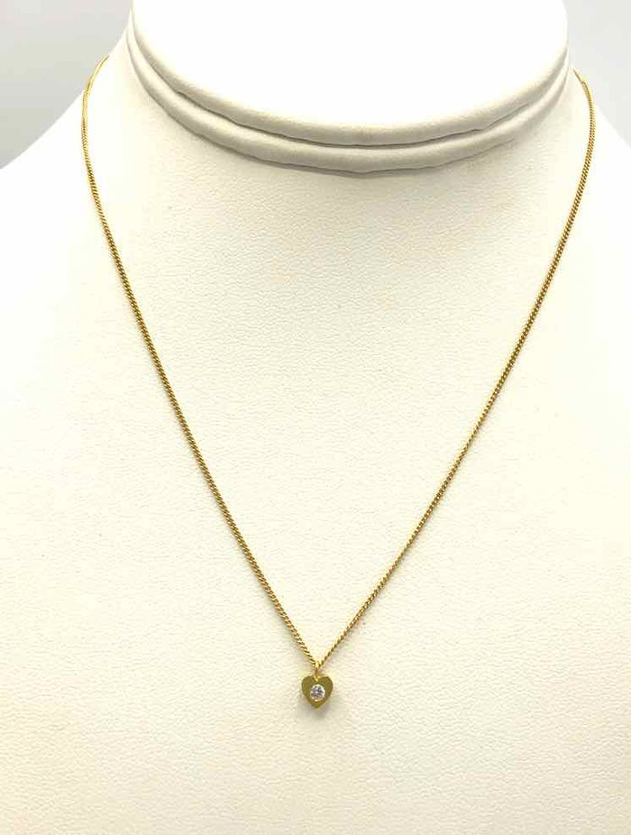 Goldtone Diamond Mini Heart 18k Necklace