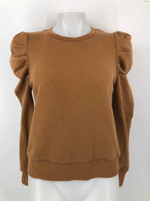 REBECCA MINKOFF Tan Cotton Blend Puff Sleeves Longsleeve Size SMALL (S) Top