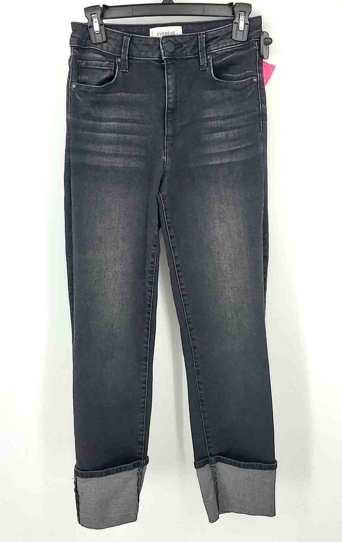 EVEREVE Charcoal Denim Straight Leg Cuff Trim Size 24 (XS) Jeans