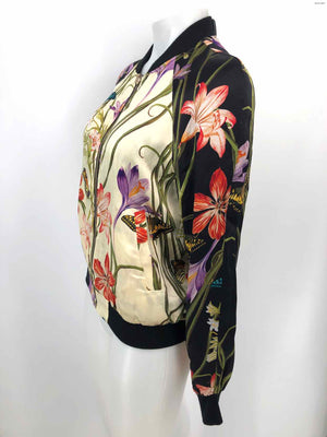 HARK+HAMMER Yellow Multi Black & White Silk USA Made! Floral Reversible Jacket