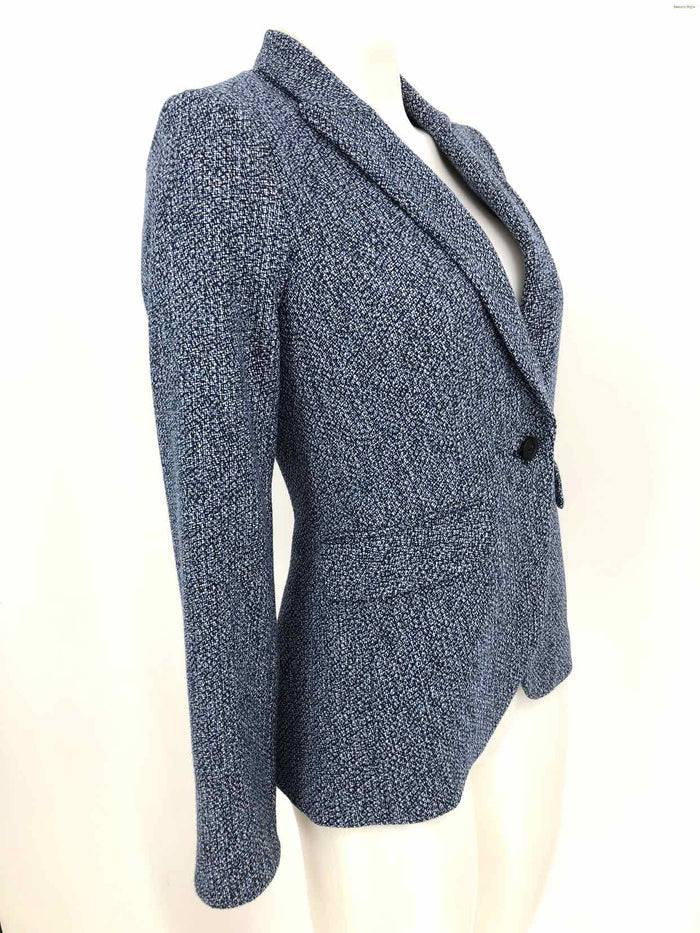 VERONICA BEARD Blue White & Black Knit Longsleeve Blazer Jacket