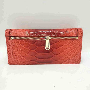 BRAHMIN Pink Red Leather Reptile Pattern Fold Over Wallet