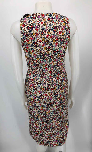 MAGGY LONDON Cream Pink Multi Cotton Blend Floral Sleeveless Size 8  (M) Dress