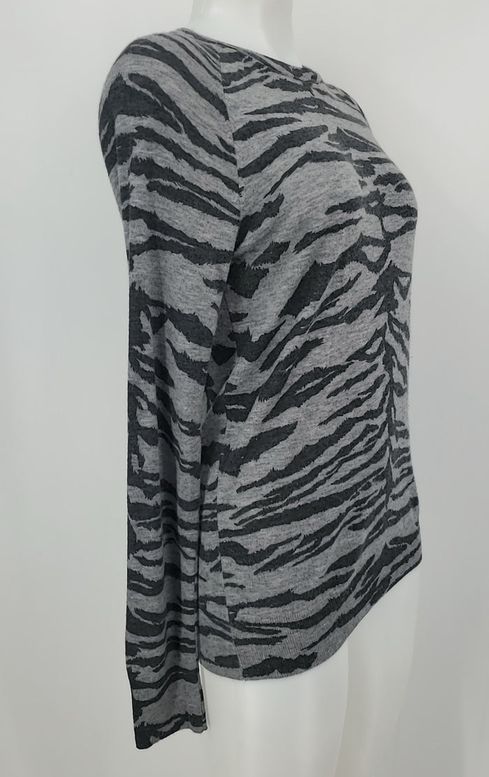 EQUIPMENT Gray Dark Gray Wool Blend Zebra Longsleeve Size MEDIUM (M) Top