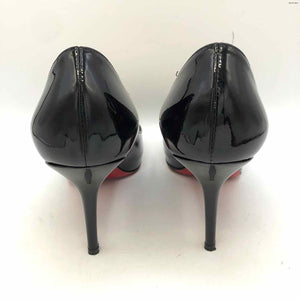 LOUBOUTIN Black Patent Leather Peep Toe 3.5" Heel Shoe Size 40 US: 9-1/2 Shoes