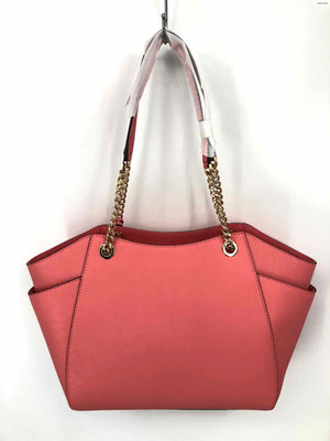 MICHAEL KORS Pink Beige Leather Pre Owned Tote Purse