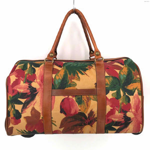 PATRICIA NASH Tan Red Multi Pre Loved Floral Design Wheel Duffle Purse