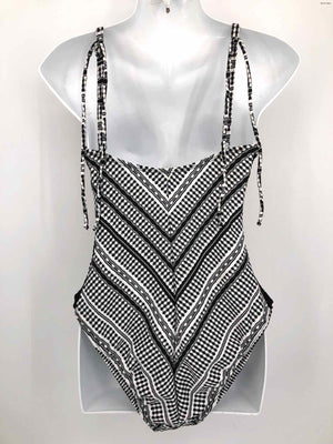 ROBIN PICCONE Black White Size MEDIUM (M) Eyelet Halter Swimsuit