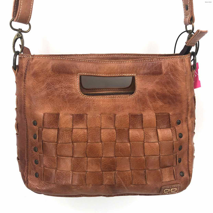 BED STU Caramel Brown Leather Woven Crossbody Purse