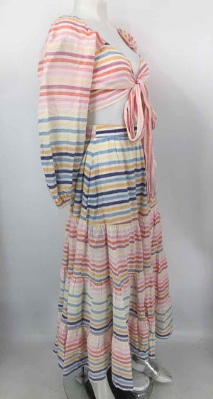 BANJANAN Pink White Multi Cotton Stripe Tie Size SMALL (S) Skirt Set