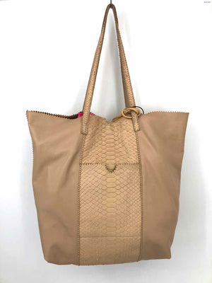 CARLOS FALCHI Beige Leather Pre Loved Tote Purse