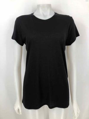 VINCE Black Cotton Blend Crew Neck Short Sleeves Size LARGE  (L) Top