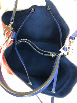 LOUIS VUITTON Red Blue Leather Pre Loved Bucket Purse