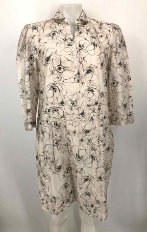 VARUN BAHL White & Black Made in India Floral Size MEDIUM (M) Dress