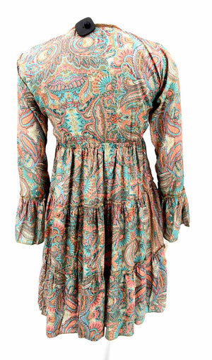 KARMA HIGHWAY Pink Blue Multi Print Longsleeve Size SMALL (S) Dress