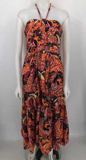 A.L.C. Orange Red Multi Print Maxi Length Size 10  (M) Dress