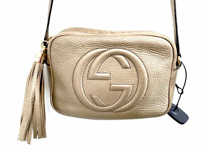 GUCCI Gold Metallic Pebbled Leather Pre Loved AS IS Crossbody Purse