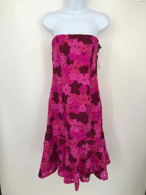 ALEXIA ADMOR Pink Crochet Floral Strapless Size 6  (S) Dress