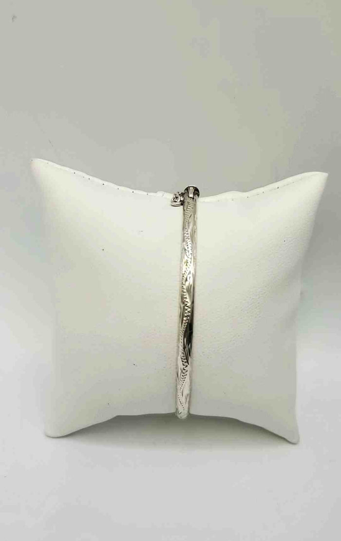 Sterling Silver Textured Hinged Bangle ss Bracelet