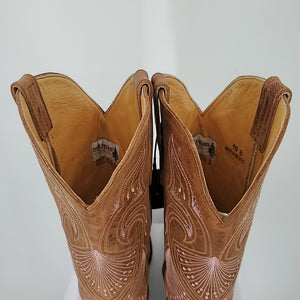 OLD GRINGO Brown Pink Leather Made in Mexico Tooled Pattern Western Boots