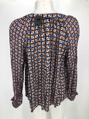 VELVET by GRAHAM & SPENCER Blue, Black Beige Print Longsleeve Top