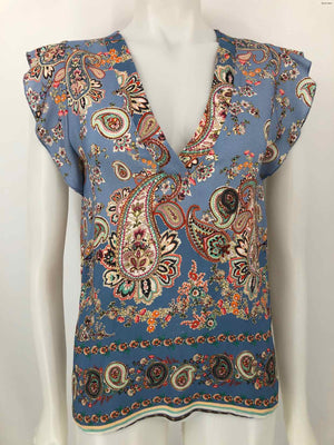 ASTRID Lt Blue Multi-Color Italian Made Paisley Size X-SMALL Top