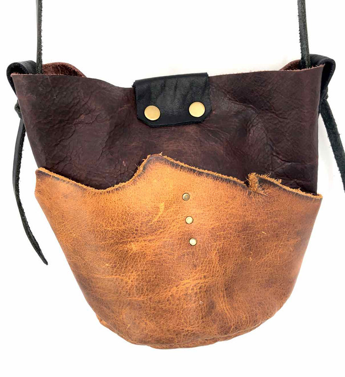 MAVEN Brown Tan Leather Crossbody Purse