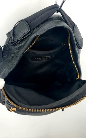 MARC JACOBS Black Goldtone Pebbled Leather Pre Loved AS IS Backpack 8" 5" Purse