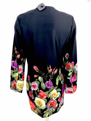 JOSEPH RIBKOFF Black Pink Multi Floral Print Longsleeve Jacket