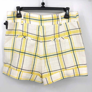 VERONICA BEARD White Yellow & Green Plaid Size 8  (M) Shorts