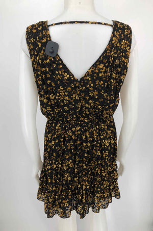 RAMY BROOK Black Yellow Velvet Print Tank Size 6  (S) Dress