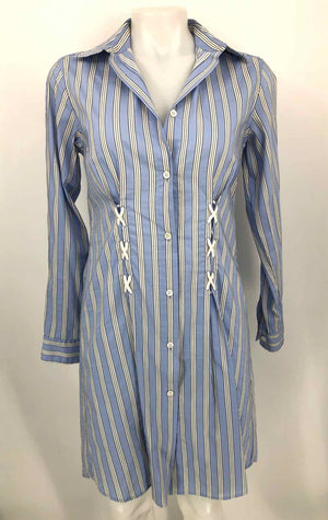 PAUL & JOE Lt Blue White Striped Longsleeve Size 36 (XS) Dress