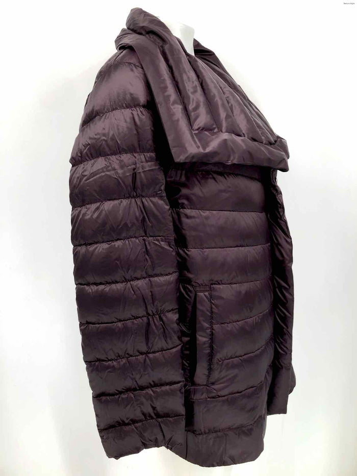 ELIE TAHARI Eggplant Down Blend & Nylon Puffer Longsleeve Jacket
