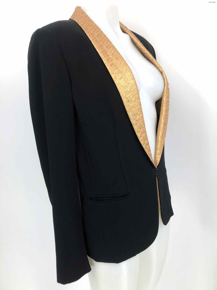 RAG & BONE Black Gold Textured Trim Blazer Women Size 10  (M) Jacket