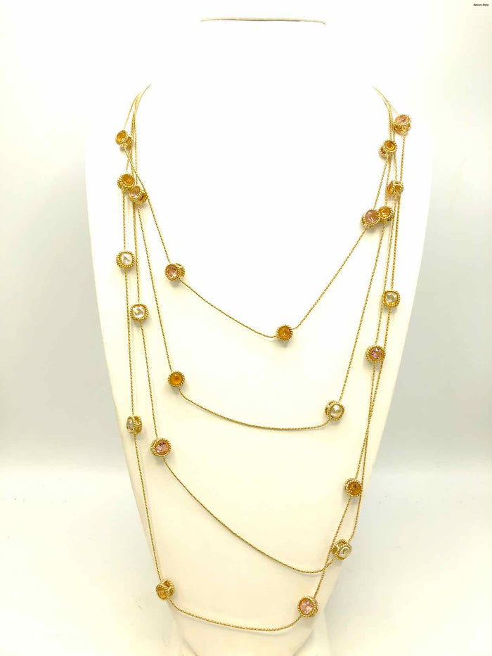 ST. JOHN Goldtone Peach Multi Crystal from Swarovski Station Necklace Necklace