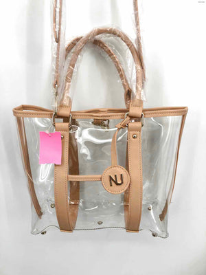 NU Tan Gold Clear Tote Crossbody Stadium Bag Purse