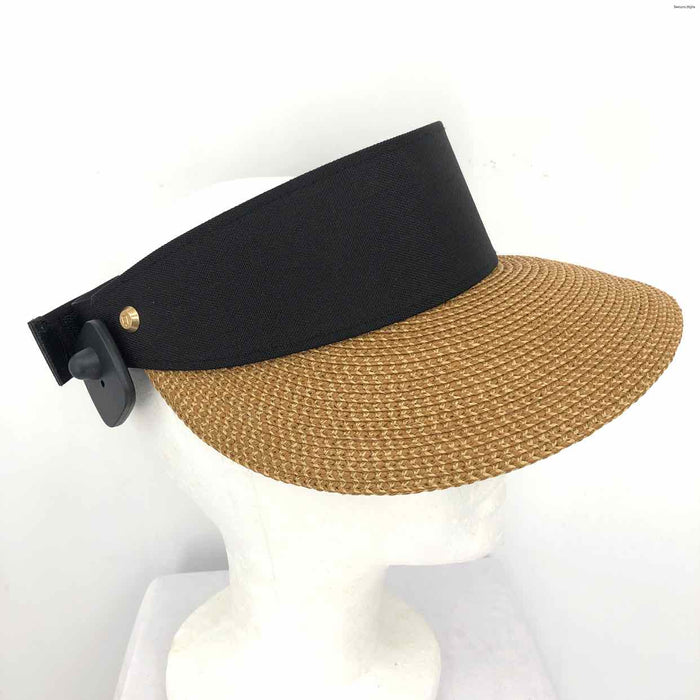 ERIC JAVITZ Tan Black Woven Visor Hat