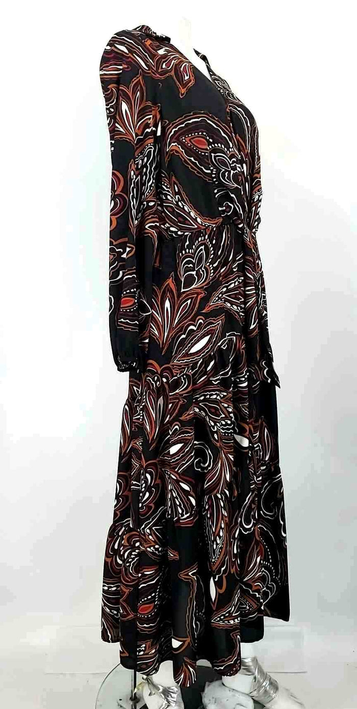 JOSEPH RIBKOFF Tan Black & White Print Maxi Length Size 10  (M) Dress