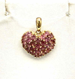 Pink 14K Gold Pave Heart 14K-Charm