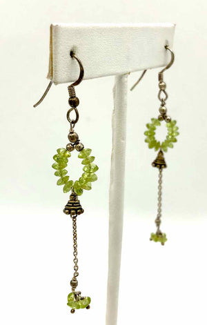 Lt Green Sterling Silver Peridot Dangle ss Earrings