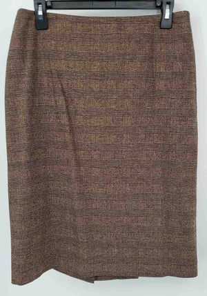 NICOLE FARHI Brown Wool Blend Plaid A Line Size 12 (L) Skirt