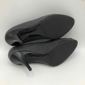 GIUSEPPE ZANOTTI Gray Black Leather Made in Italy Textured 3"Heel Shoes