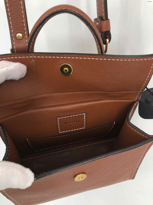 MATEO Caramel Brown Leather Small Satchel 7.5" 3" 6" Purse