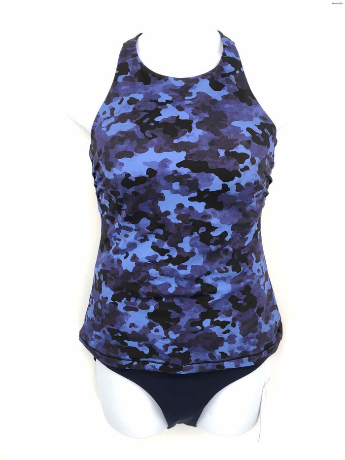ATHLETA Blue Black Multi Size LARGE  (L) Camouflage 2 Pc Swimsuit