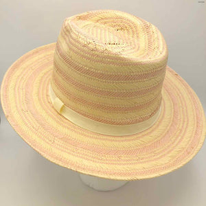 WYETH Beige Pink Straw Stripe Hat