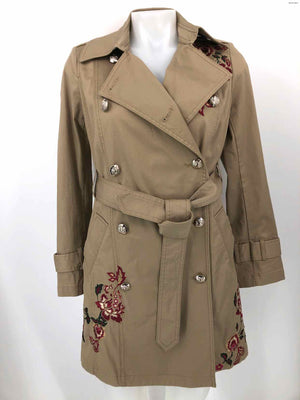 WHITE HOUSE BLACK MARKET Beige Red Multi Floral Double Breasted Coat